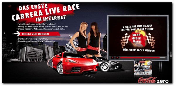 Carrera Live Race auf Coke-Zero.de Carrera Live Race